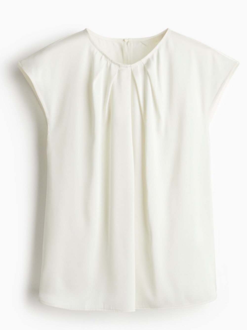 NWT H&M PLEAT-FRONT BLOUSE - WHITE/IVORY - SIZE XL